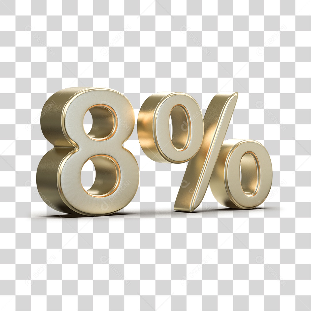 Número 3D 8% PNG Transparente
