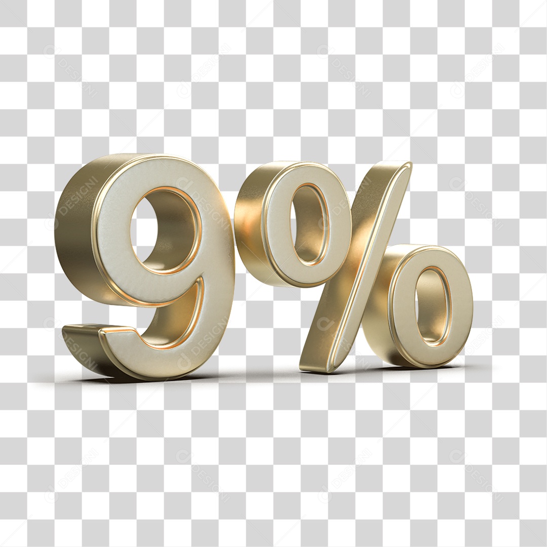 Número 3D 9% PNG Transparente
