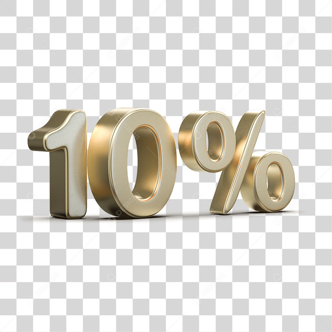 Número 3D 10% PNG Transparente