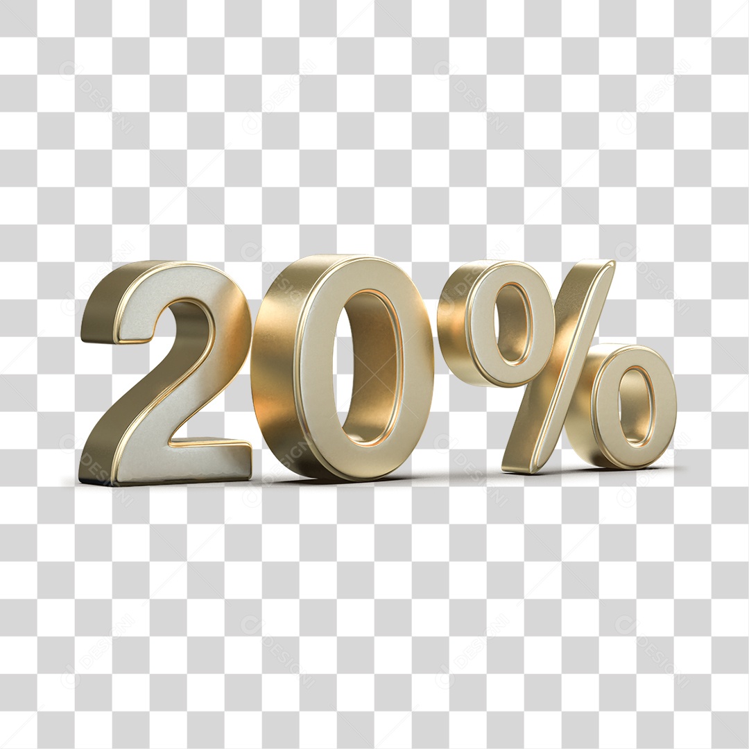 Número 3D 20% PNG Transparente