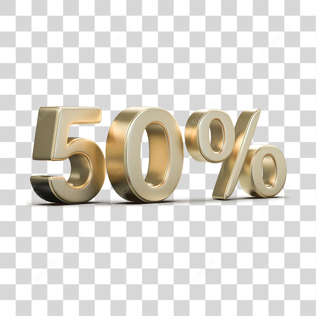 Número 3D 50% PNG Transparente