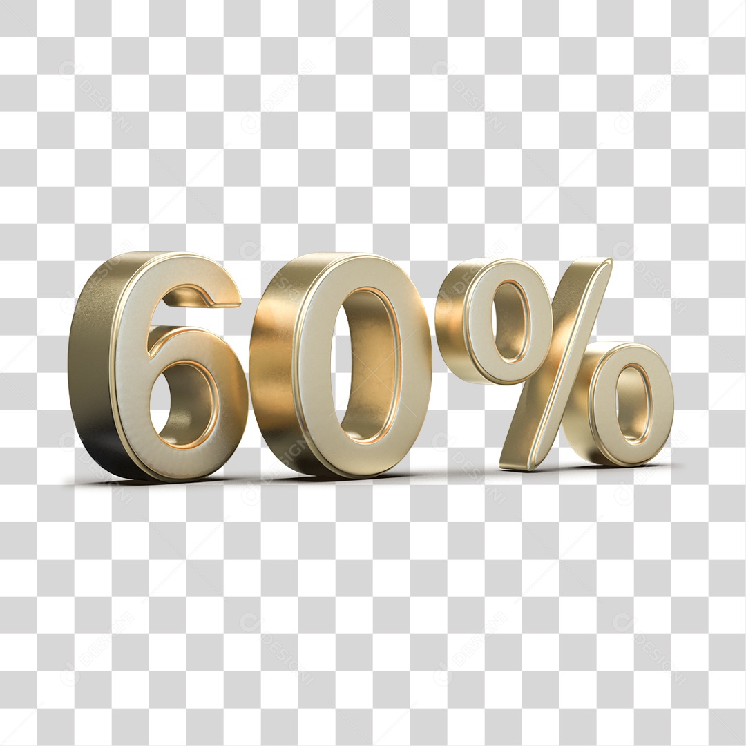 Número 3D 60% PNG Transparente