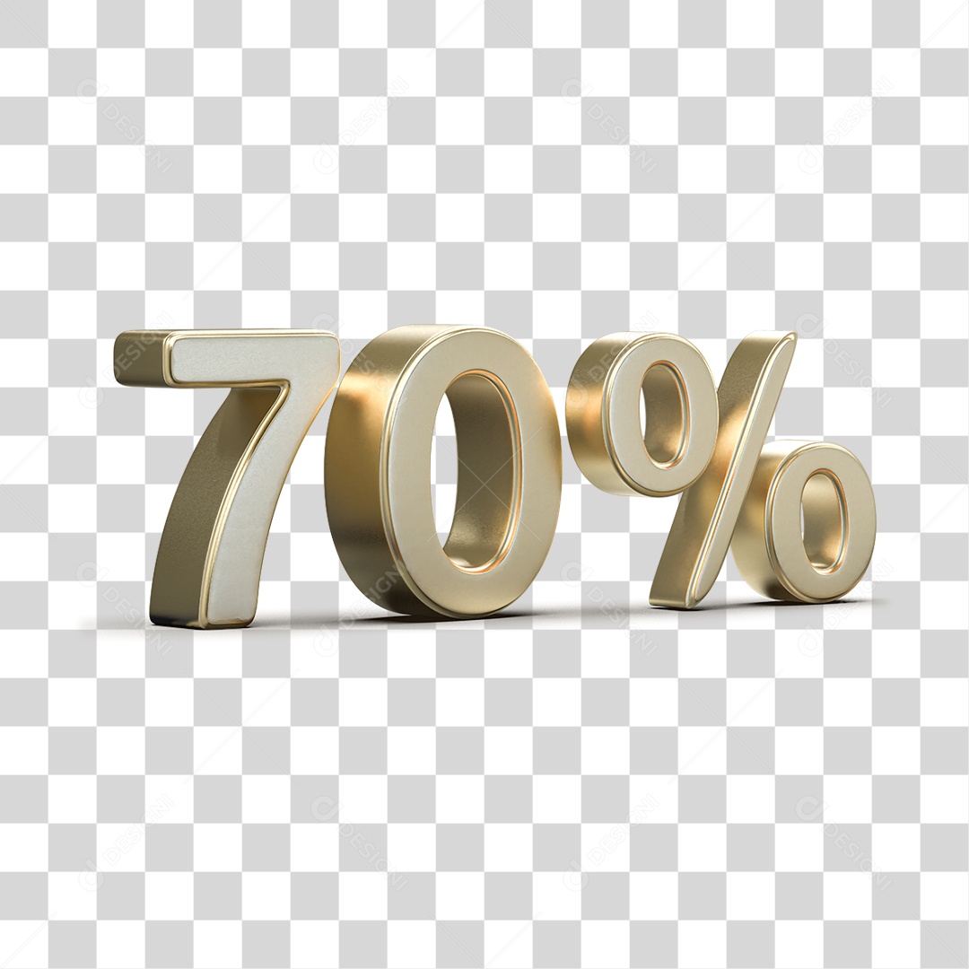 Número 3D 70% PNG Transparente