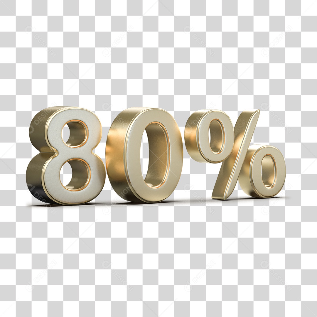 Número 3D 80% PNG Transparente