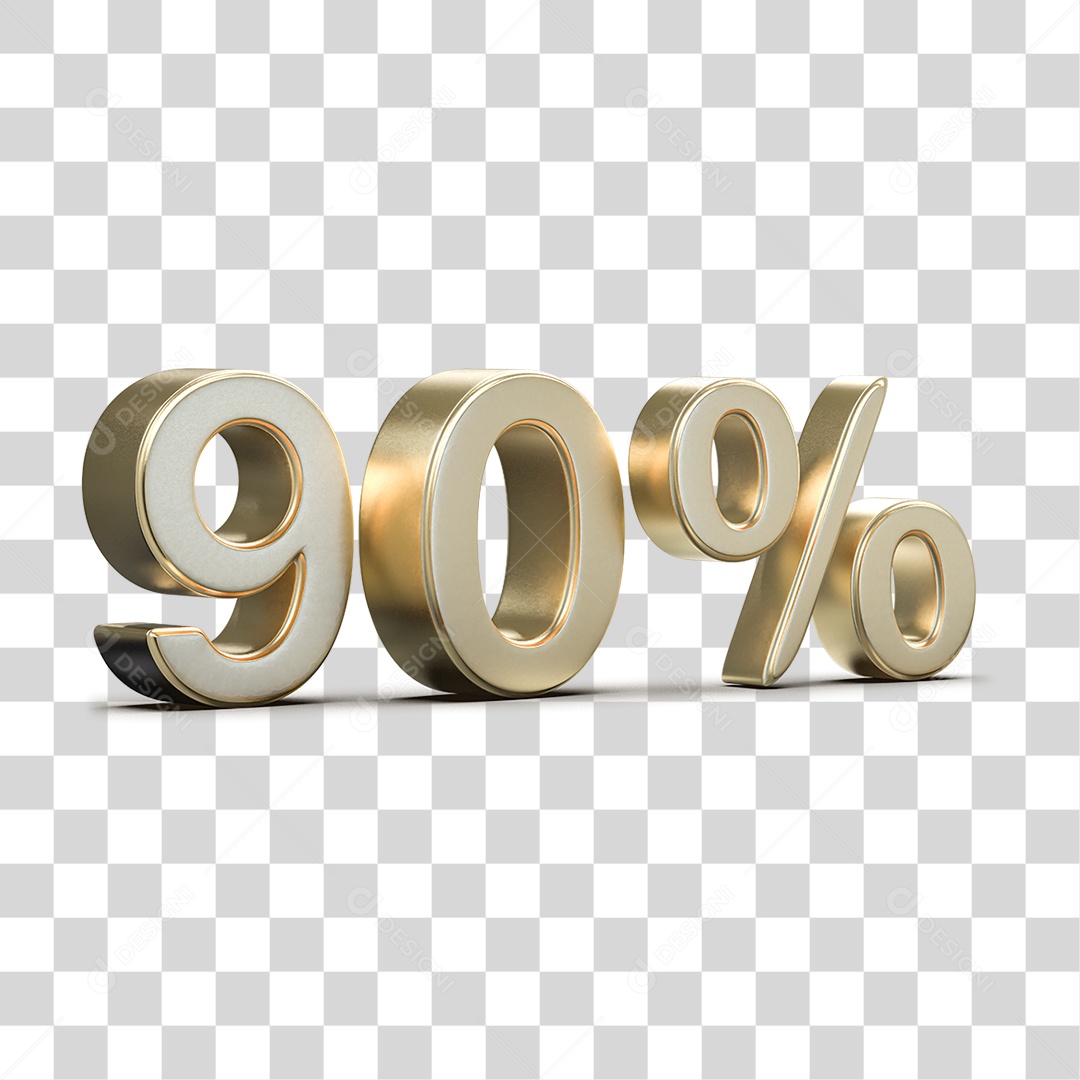 Número 3D 90% PNG Transparente