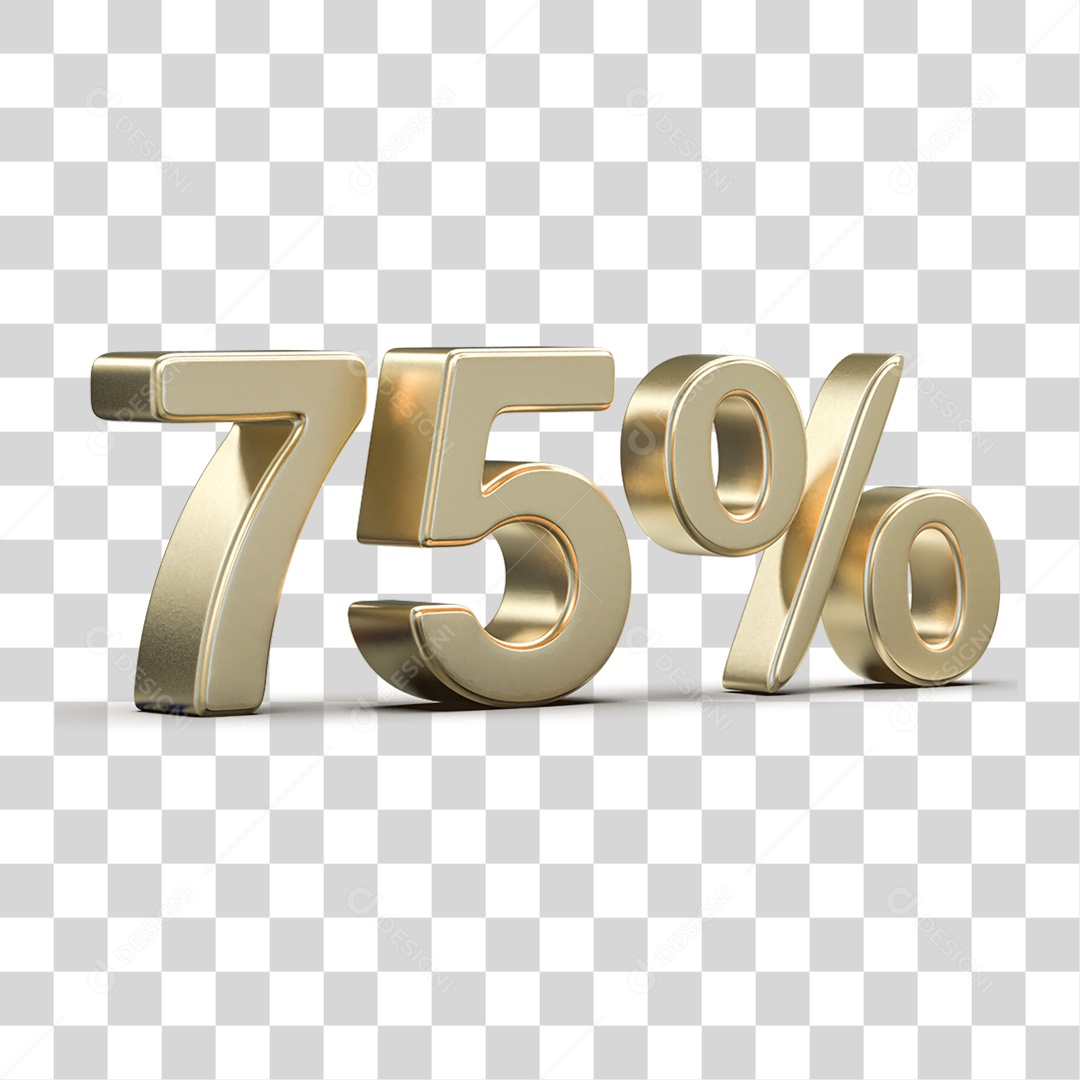 Número 3D 75% PNG Transparente