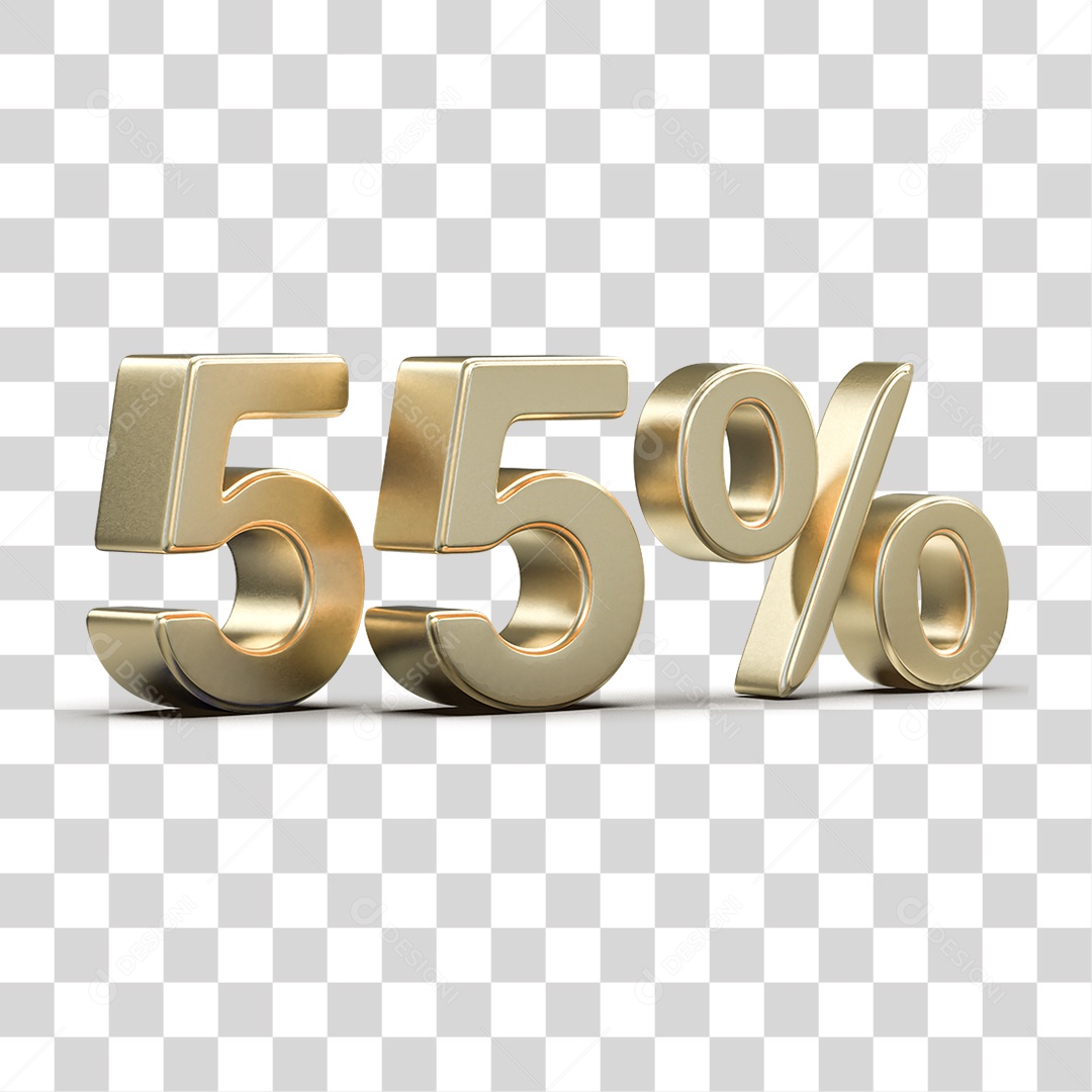 Número 3D 55% PNG Transparente