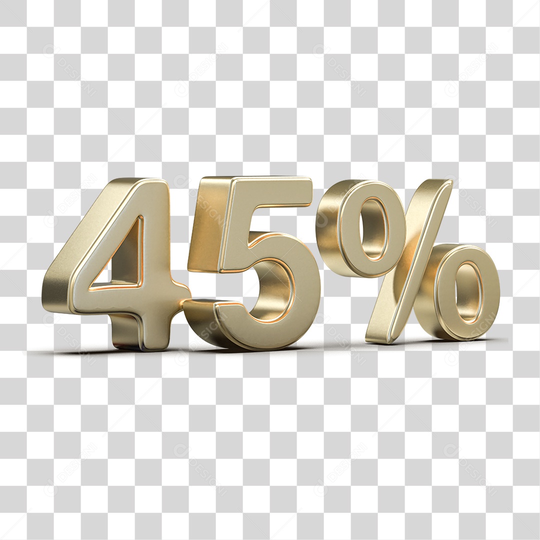 Número 3D 45% PNG Transparente