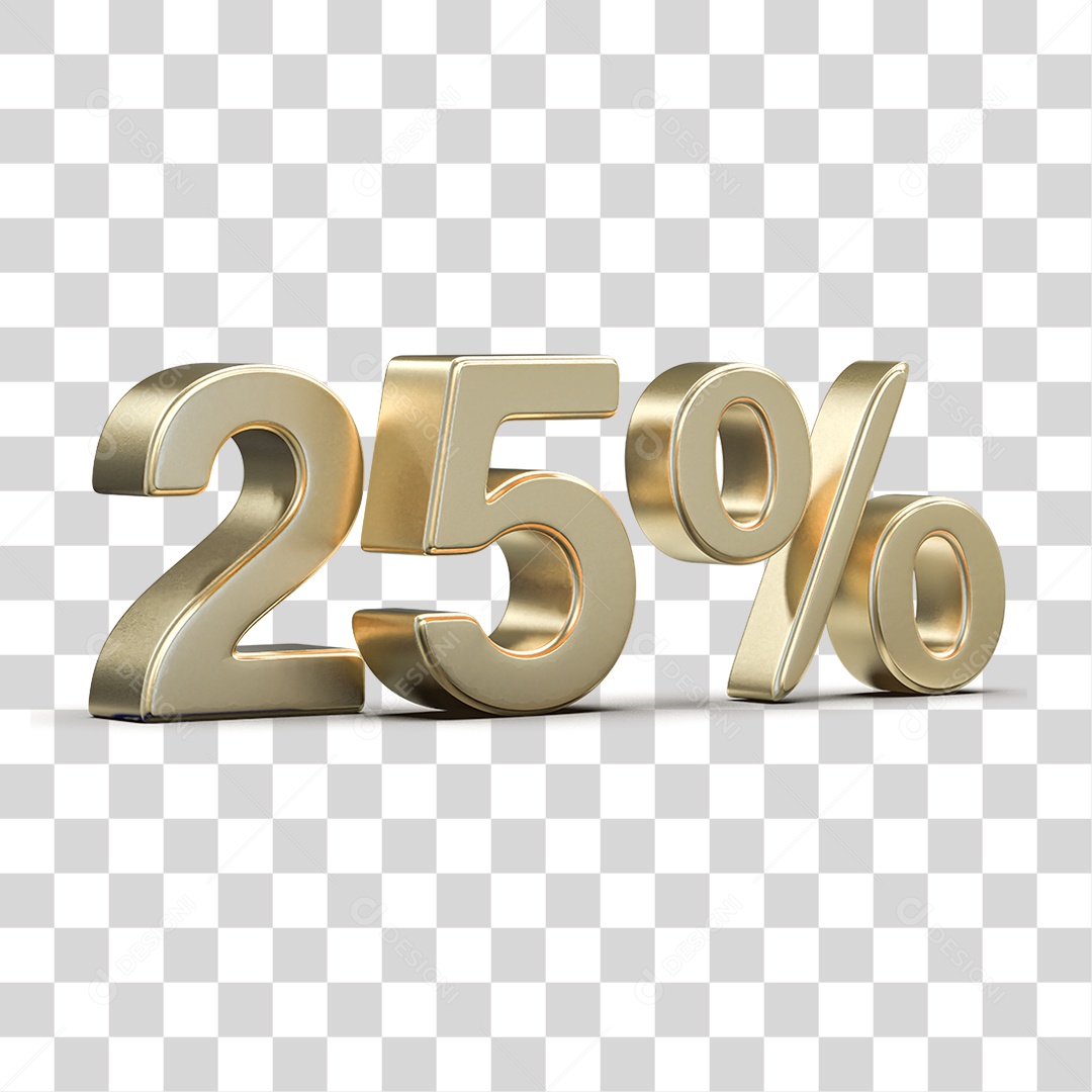 Número 3D 25% PNG Transparente