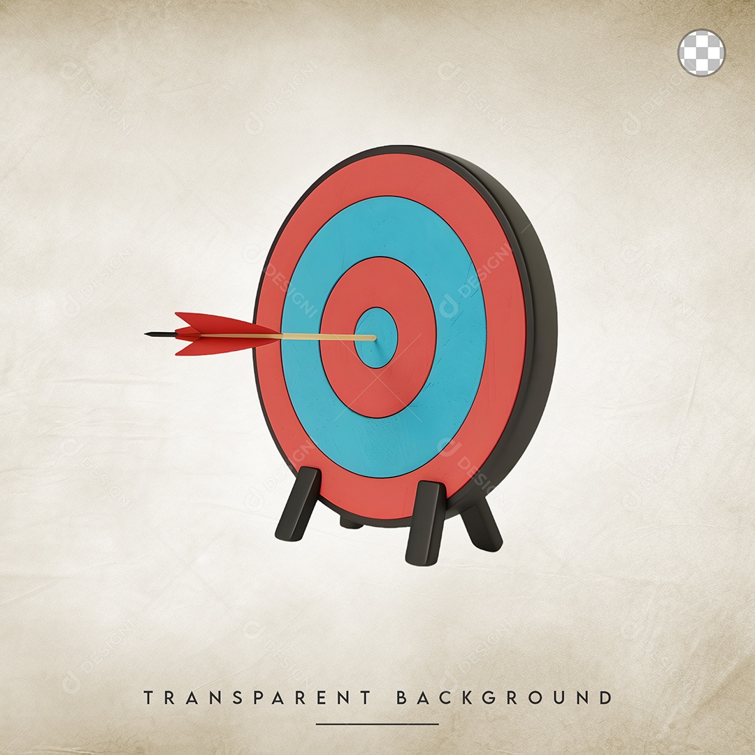 Elemento 3D Alvo Vermelho e Azull para Composição PSD
