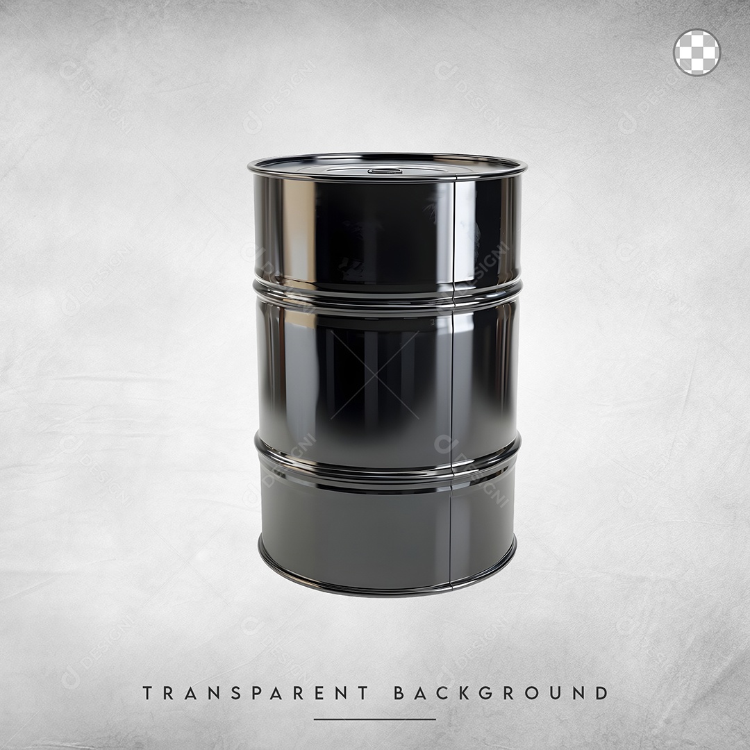 Elemento 3D Tambor Preto para Composição PSD