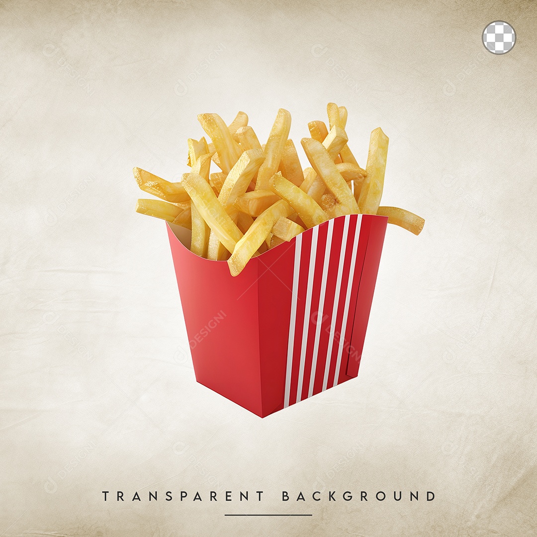 Elemento 3D Batata Frita para Composilçao PSD