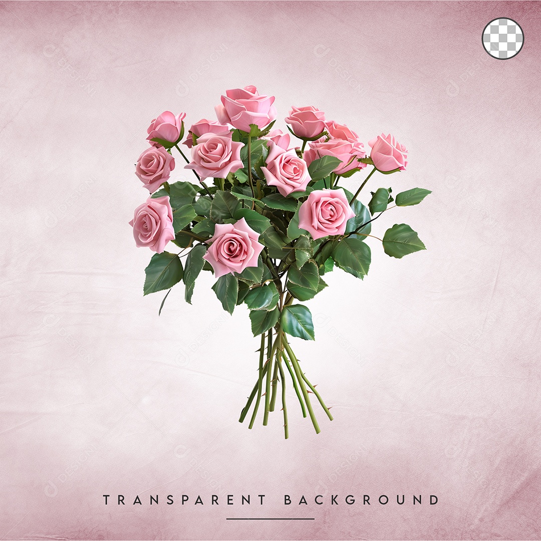 Elemento 3D buquê de flores para Composição PSD