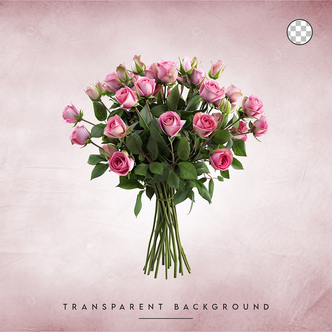 Elemento 3D buquê de flores para Composição PSD