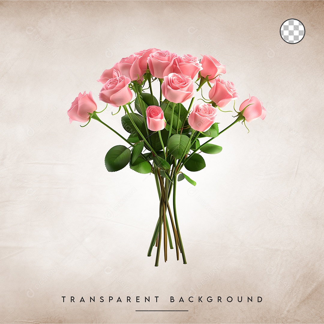 Elemento 3D Buquê de Flores para Composição PSD