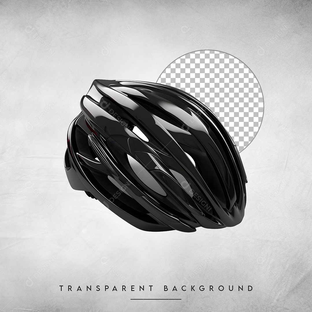 Elemento 3D Capacete de Ciclista Preto para Composição PSD