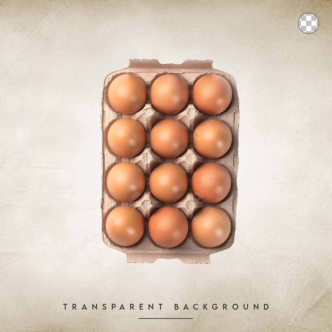 Elemento 3D Cartela de Ovo para Composição PSD