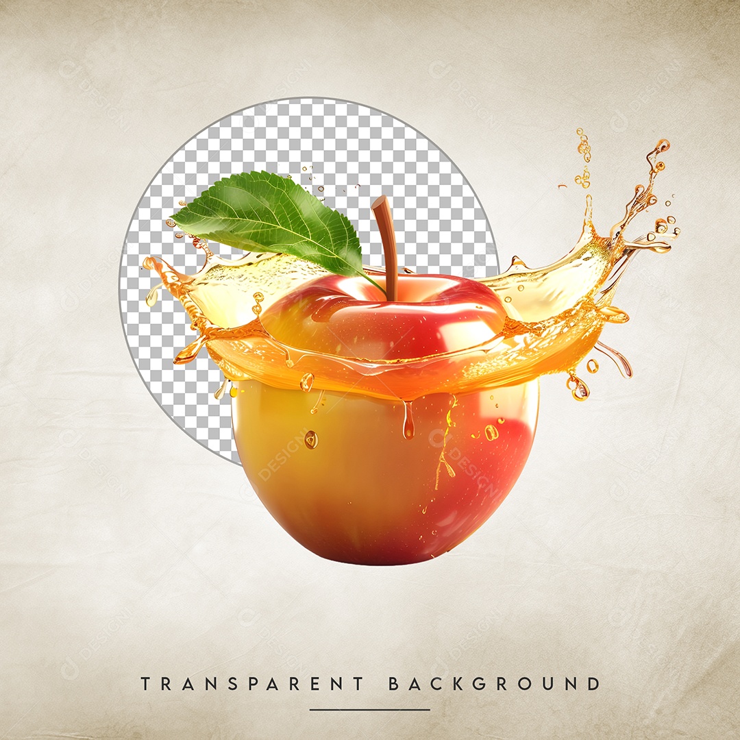 Elemento 3D Maçã para Composição PSD