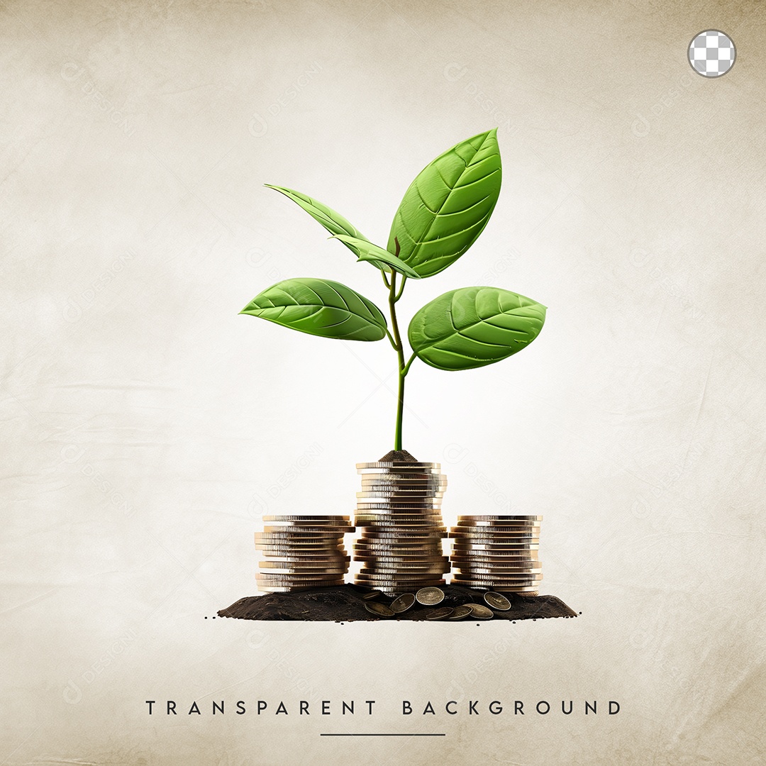 Elemento 3D Muda de Planta para Composição PSD