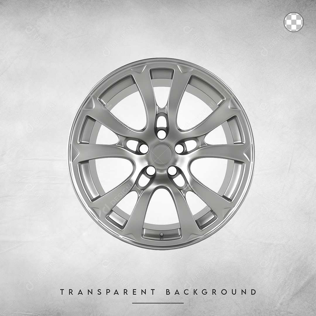 Elemento 3D Roda de Carro Prata para Composição PSD
