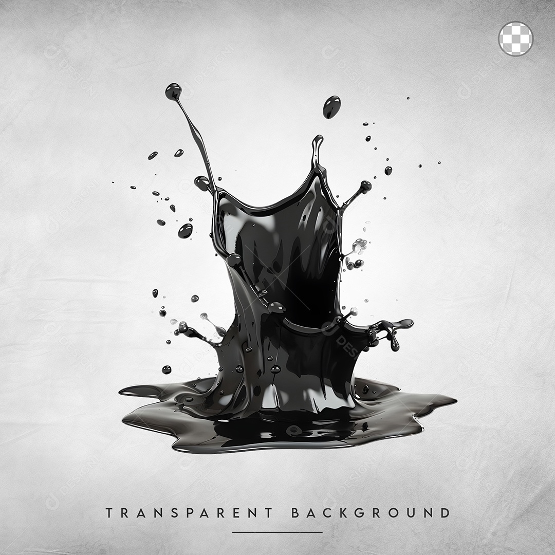 Elemento 3D Splash Preto para Composição PSD