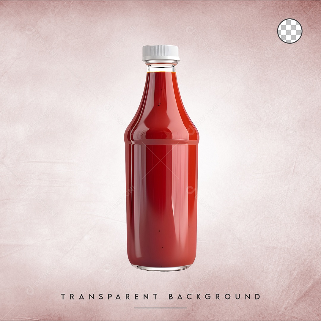 Elemento 3D Vidro de ketchup para Composição PSD