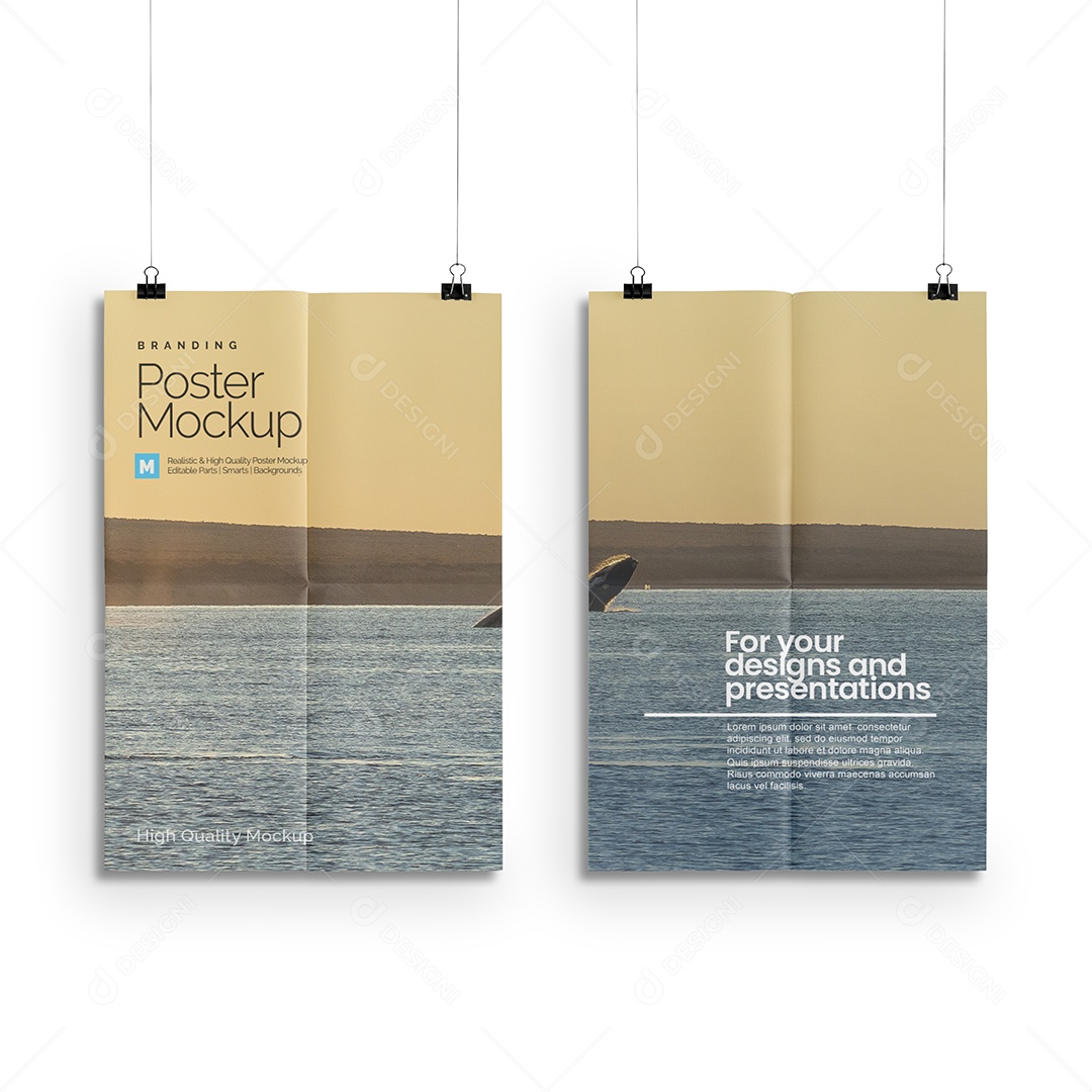 Mockup Poster Publicitário de Parede PSD Editável