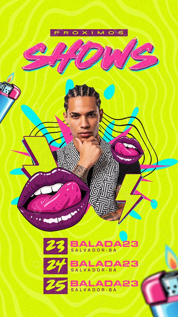 Story Flyer Agenda Proximos Shows Social Media PSD Editável