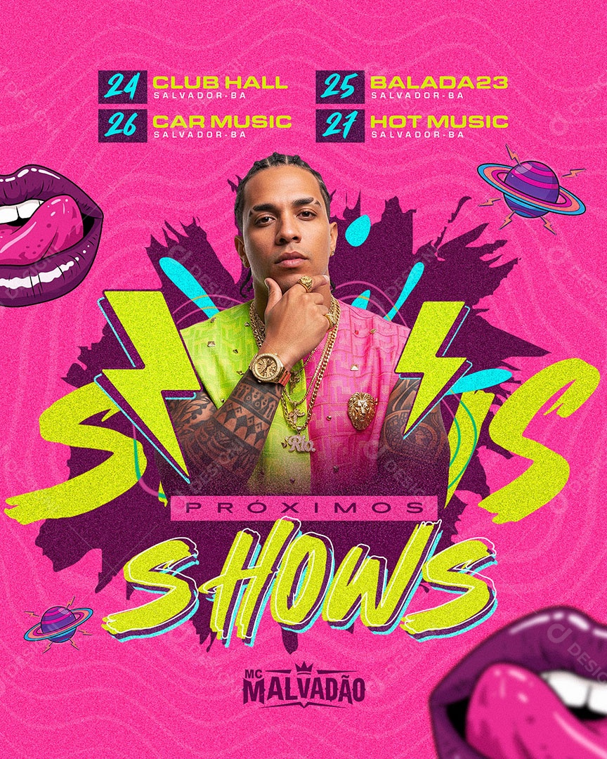 Flyer Agenda Proximos Shows Social Media PSD Editável