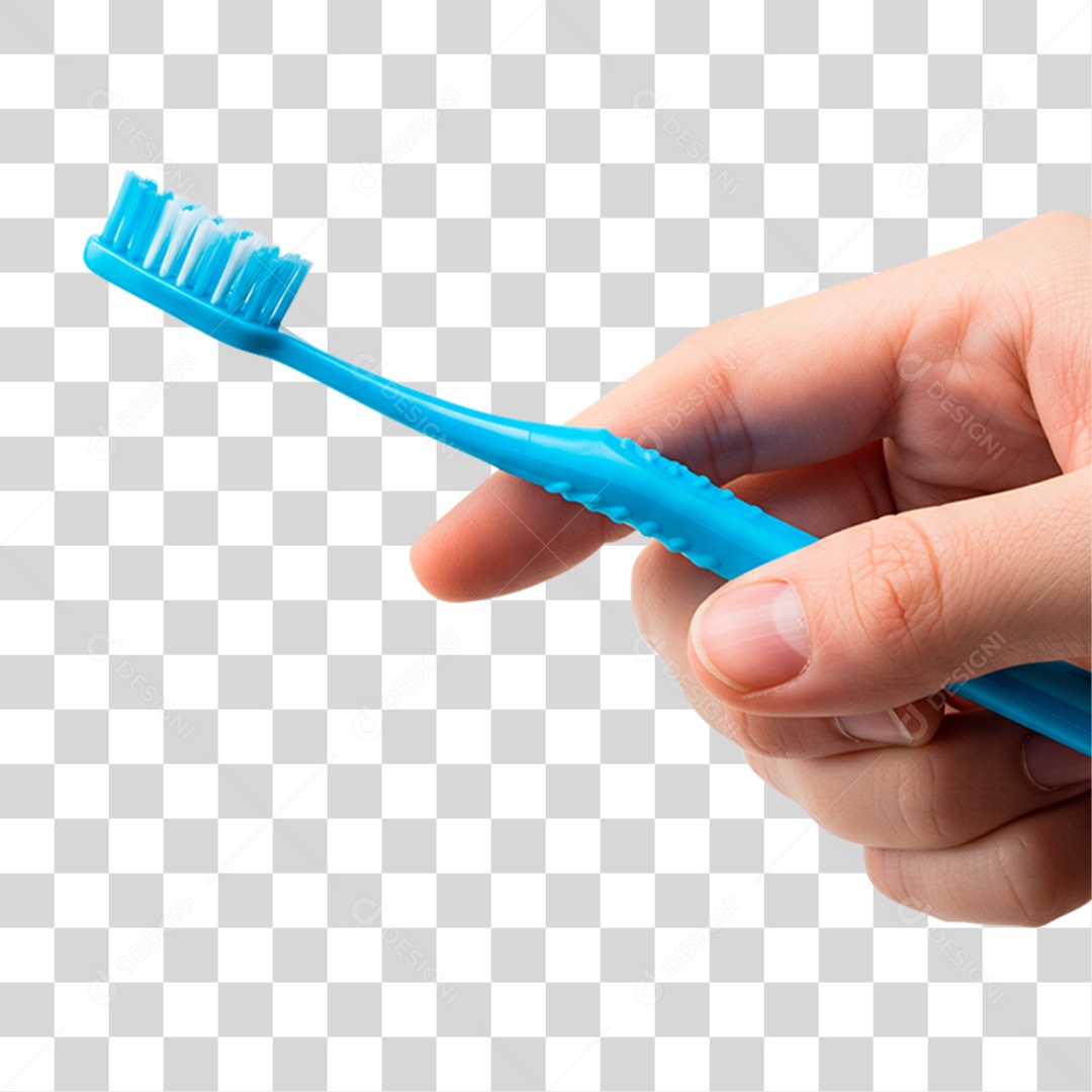 Mão Segurando Escova de Dente PNG Transparente