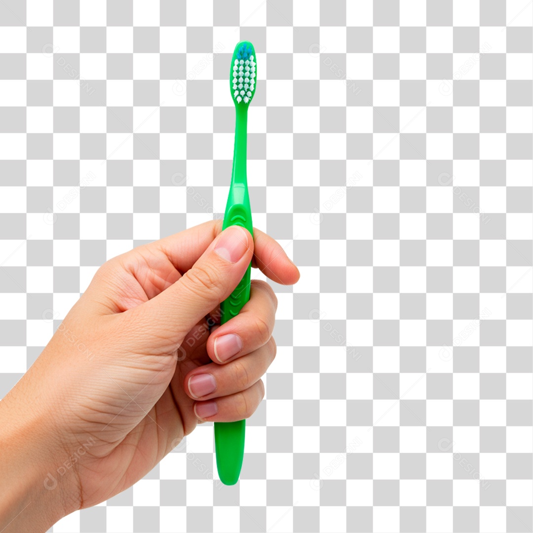Mão Segurando Escova de Dente PNG Transparente