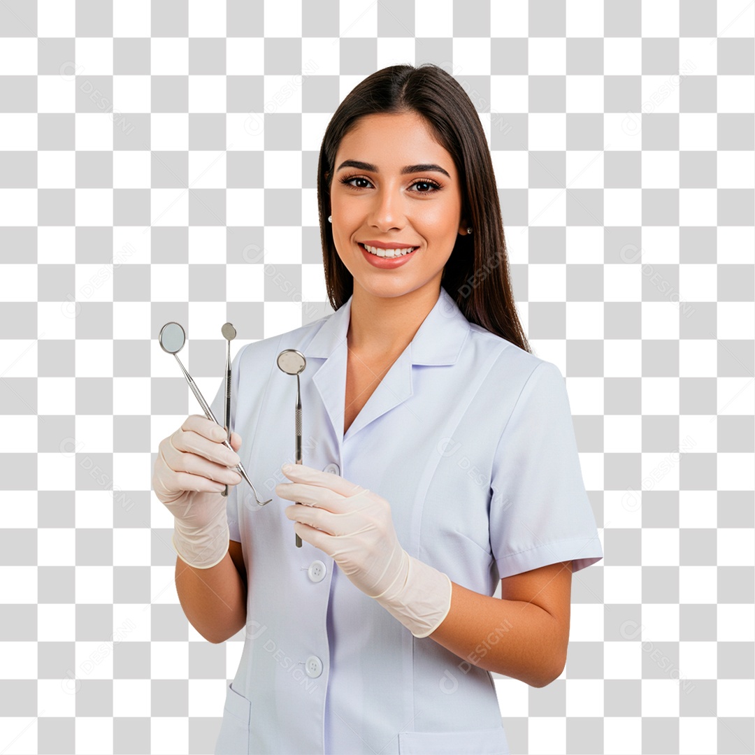 Dentista Segurando Equipamento de Trabalho PNG Transparente