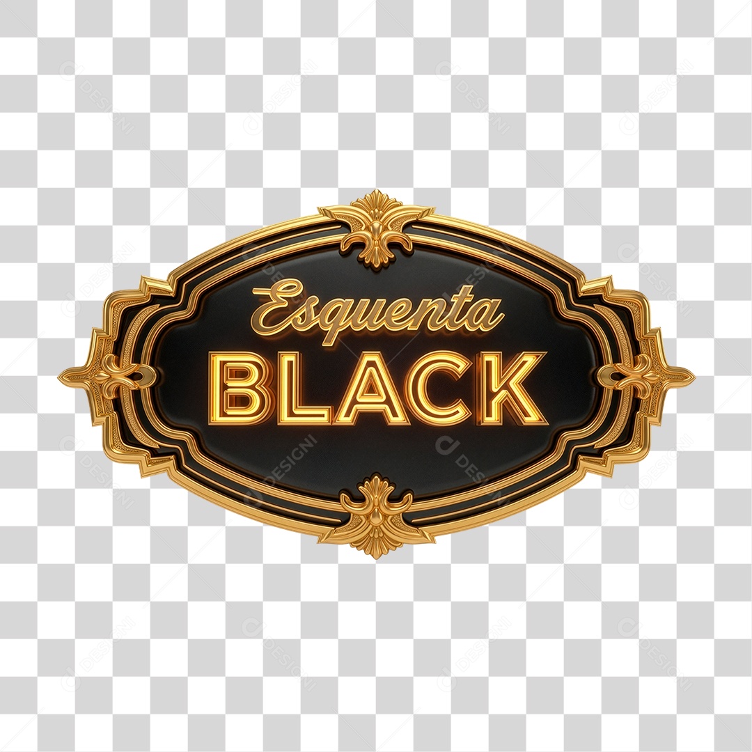 Selo 3D Esquenta Black para Composição PNG Transparente