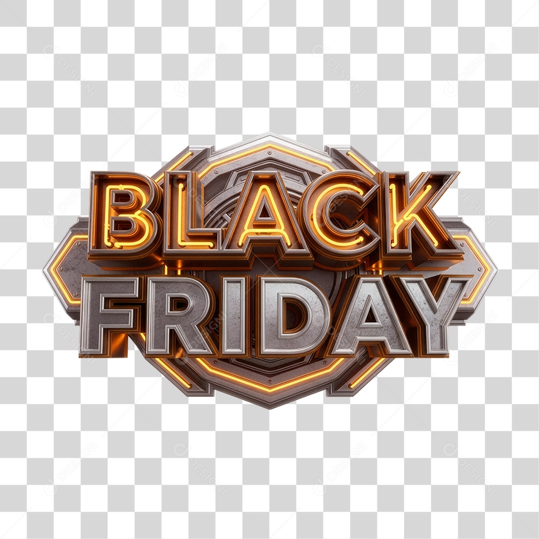 Selo 3D Black Friday para Composição PNG Transparente