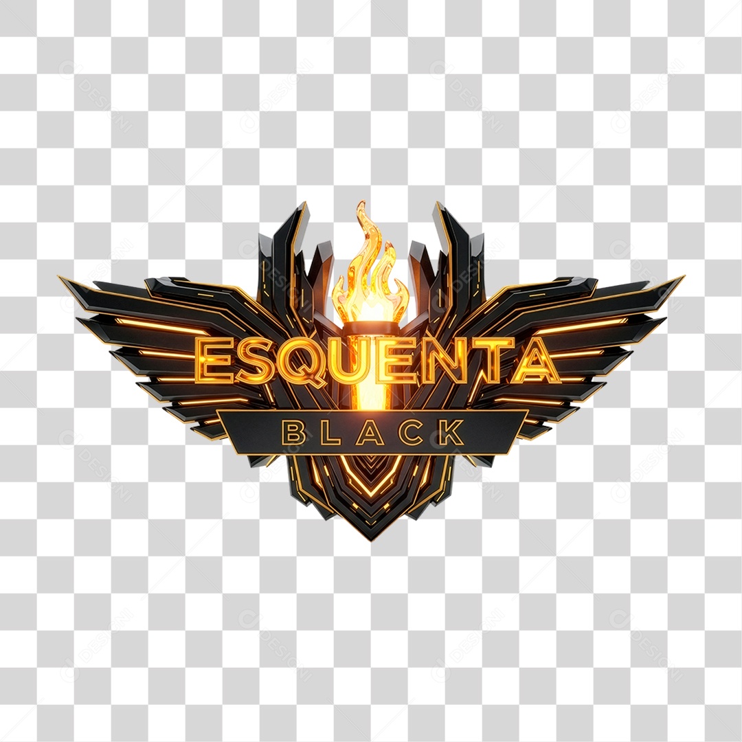 Selo 3D Esquenta Black para Composição PNG Transparente