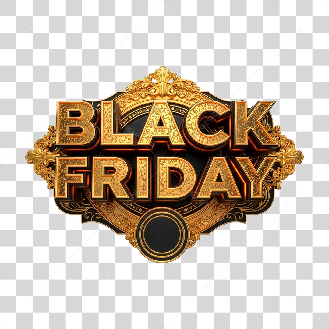 Selo 3D Black Friday para Composição PNG Transparente