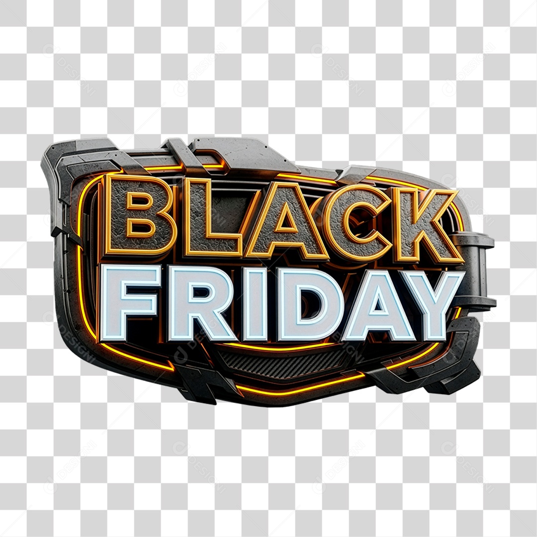 Selo 3D Black Friday para Composição PNG Transparente