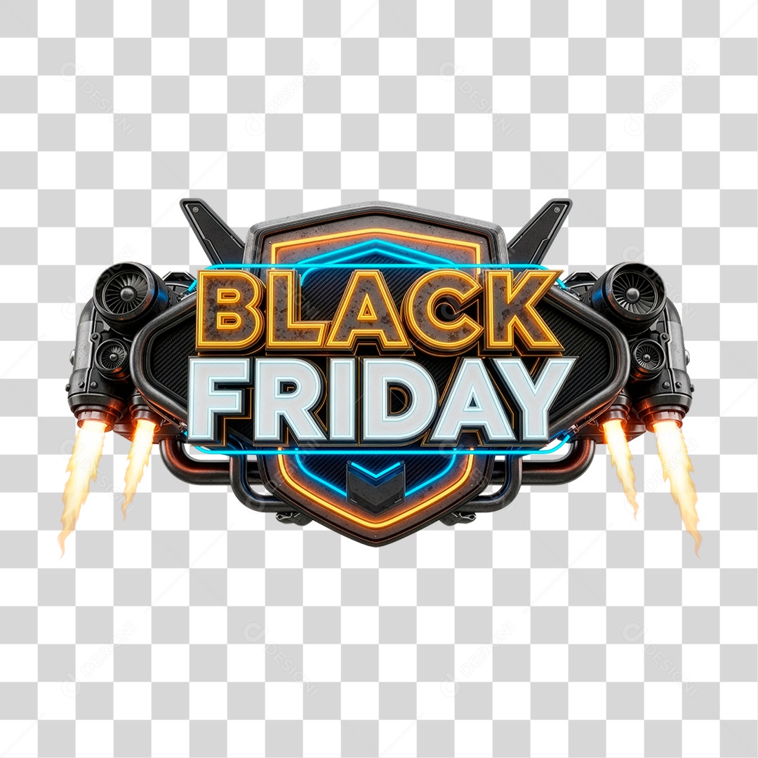 Selo 3D Black Friday PNG Transparente