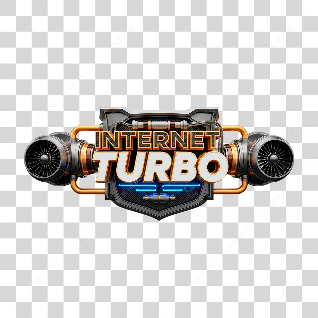 Selo 3D Internet Turbo PNG Transparente