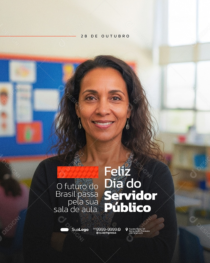 Feliz Dia do Servidor Público 28 de Outubro Social Media PSD Editável