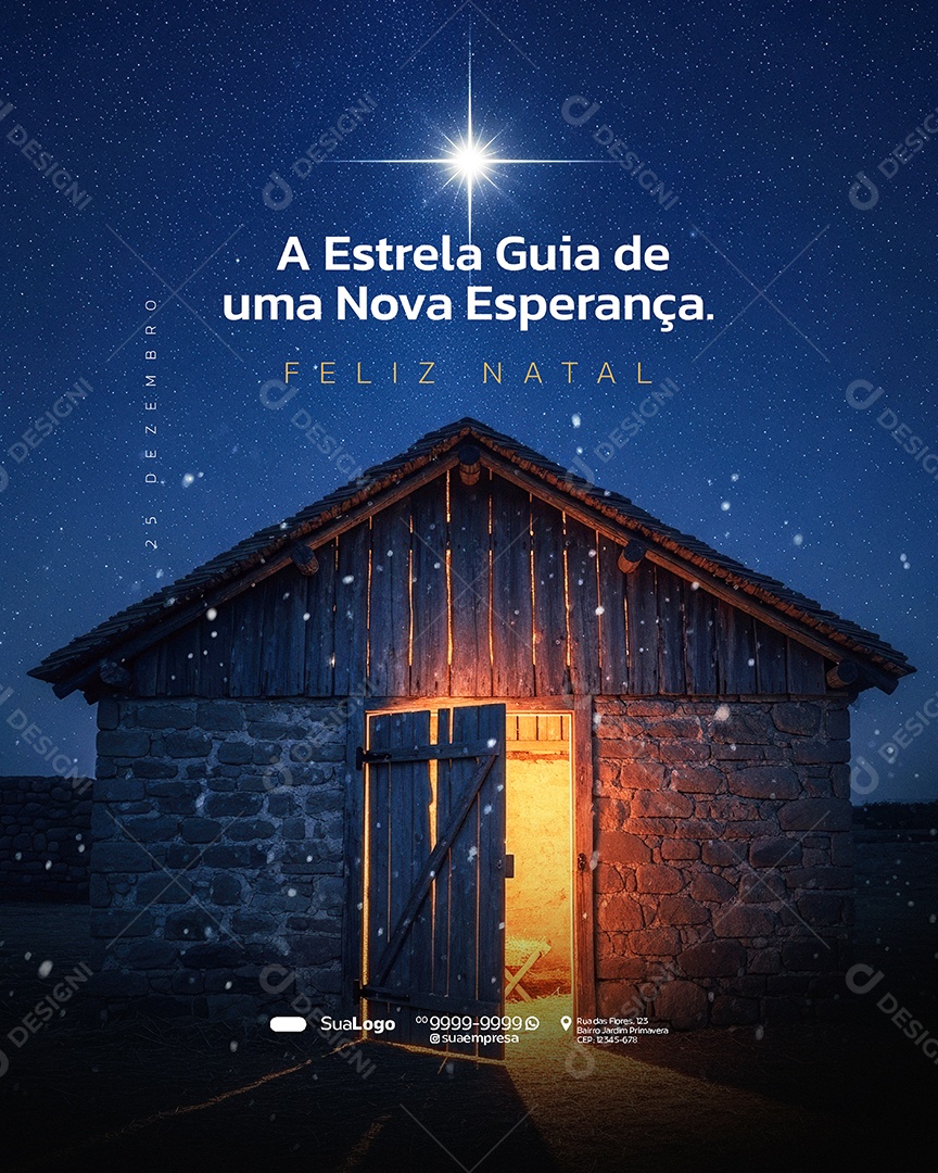Feliz Natal 25 de Dezembro A Estrela Guia de Uma Nova Esperança Social Media PSD Editável