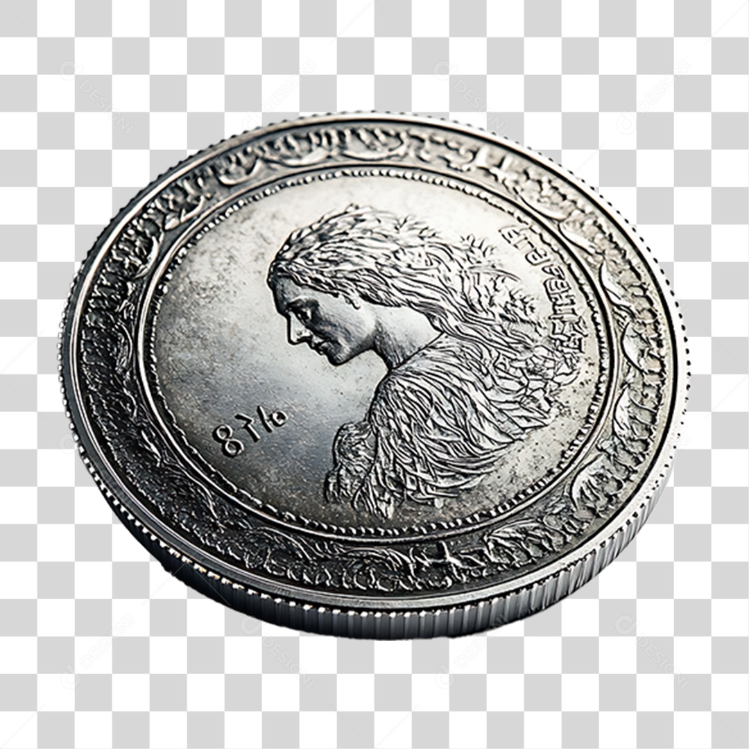 Moeda de Prata PNG Transparente