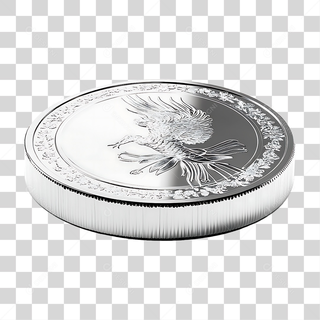 Moeda de Prata PNG Transparente