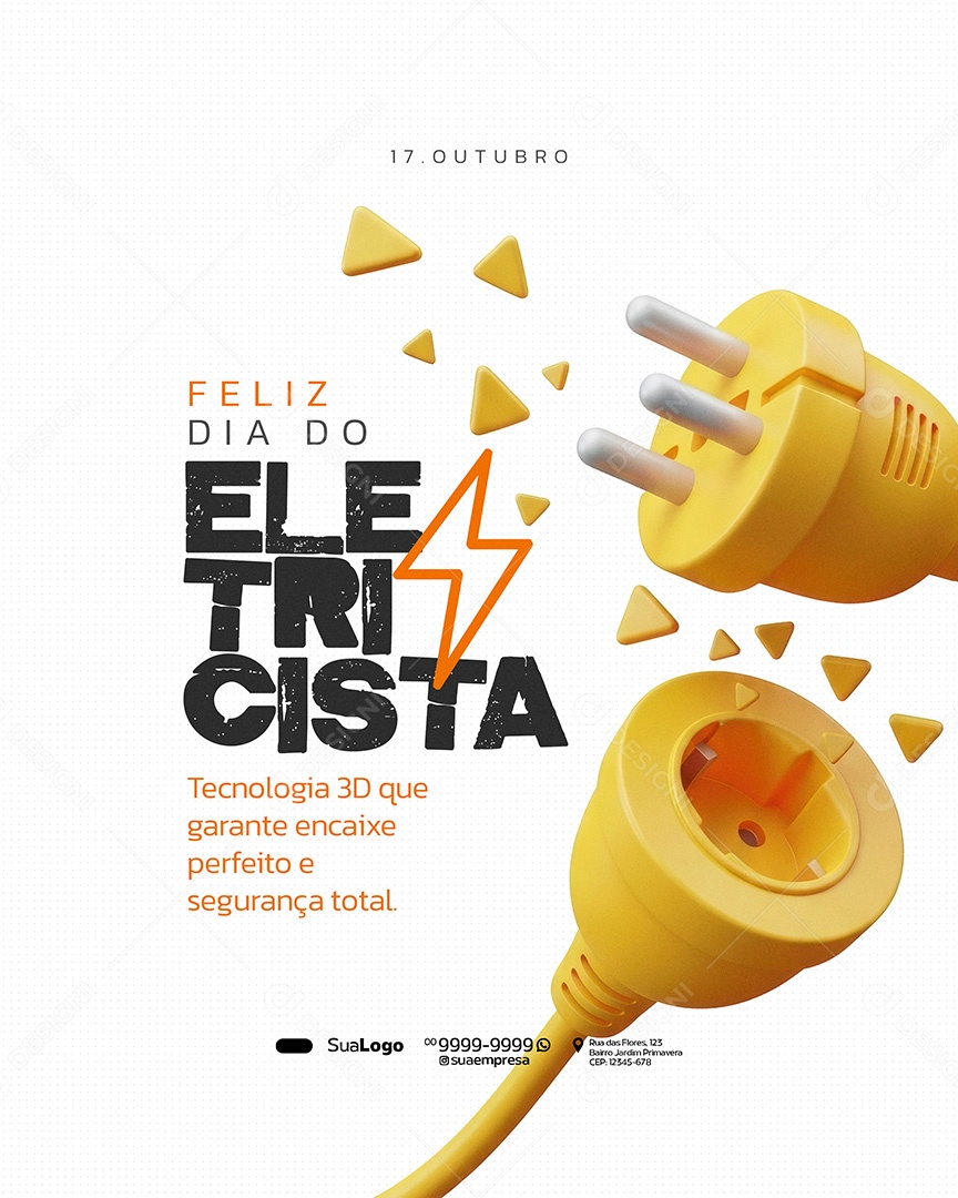 Feliz Dia do Eletricista 17 de Outubro Social Media PSD Editável