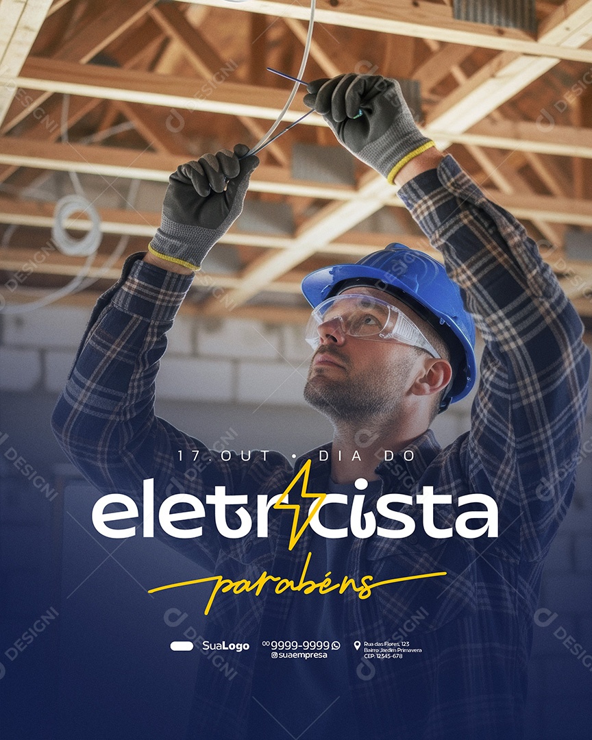 Dia do Eletricista 17 de Outubro Social Media PSD Editável