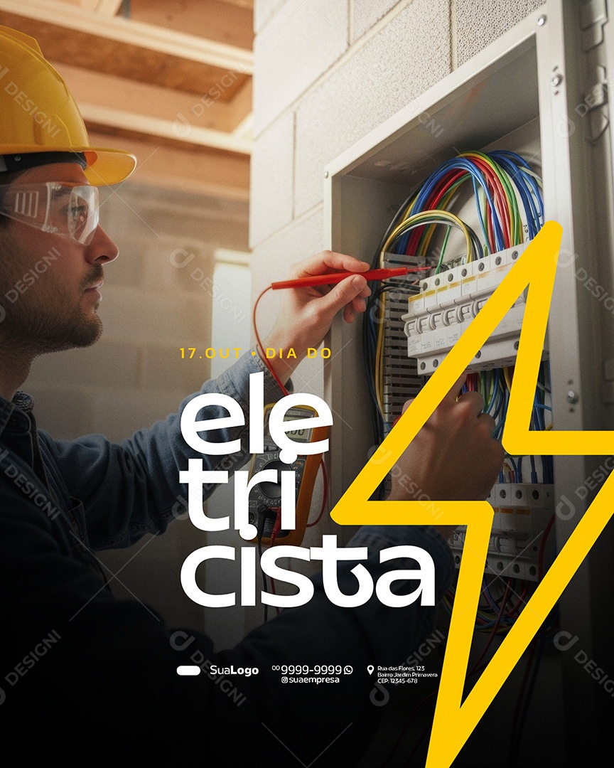 Dia do Eletricista 17 de Outubro Social Media PSD Editável