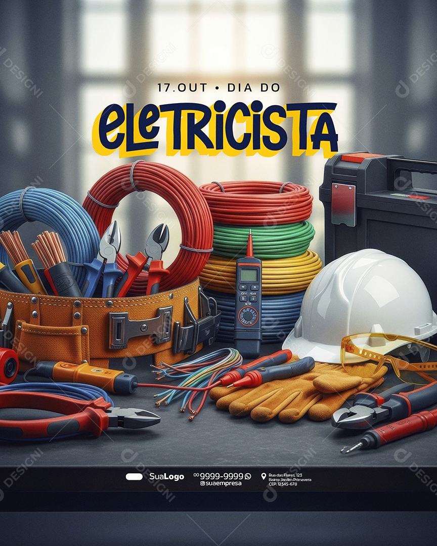 Dia do Eletricista 17 de Outubro Social Media PSD Editável