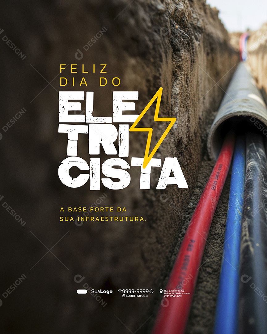 Feliz Dia do Eletricista 17 de Outubro Social Media PSD Editável