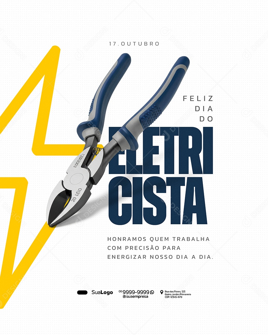 Feliz Dia do Eletricista 17 de Outubro Social Media PSD Editável