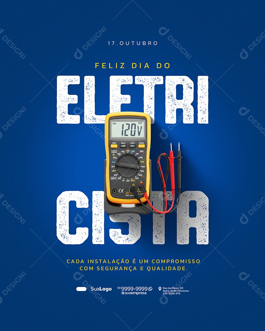 Feliz Dia do Eletricista 17 de Outubro Social Media PSD Editável